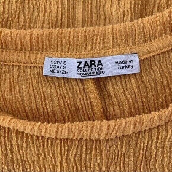 Zara Top Small Mustard Yellow Crewneck Long Sleeve Fall Streetwear - Picture 5 of 7